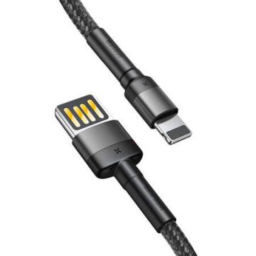 Cablu USB Lightning (reversibil) Cafule 2.4a 1m (gri-negru)