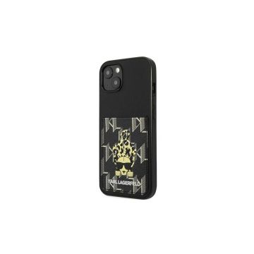 Husa Karl Lagerfeld Iphone 13 Monogram Negru Cu Suport Pentru Carduri