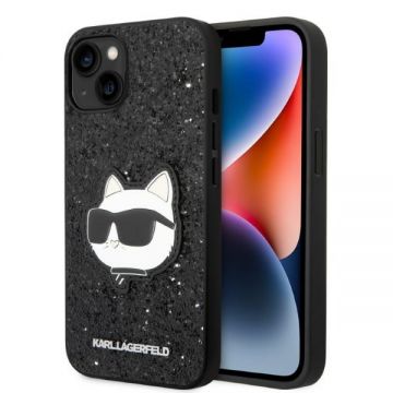 Husa Karl Lagerfeld Profesional pentru iPhone 14 Plus, neagră, sclipici.