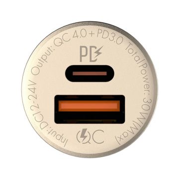 Incarcator Auto, 30w, Usb / Usb-c + Usb-c - Cablu Lightning (alb)