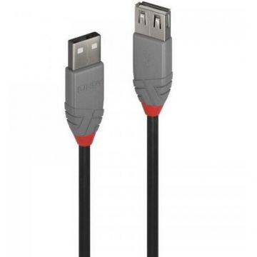 Lindy Cablu Lindy LY-36702, USB 2.0 male - USB 2.0 female, 1m, Negru