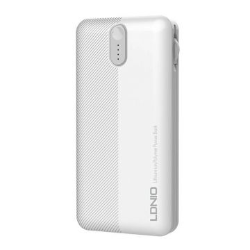 Powerbank Ldnio Pl1013, 10000mah + cablu 3in1 (alb)