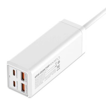 Priză cu 1 priză AC, 2x Usb, 2x Usb-c, Eu/us, 2500w (alb)