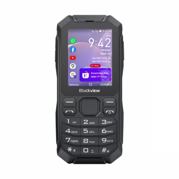 Telefon mobil Blackview N1000 Black, 4G, 2.4 , KaiOS, MediaTek MT6739, 1GB RAM + 4GB ROM, GPS, 3300mAh, DualSIM