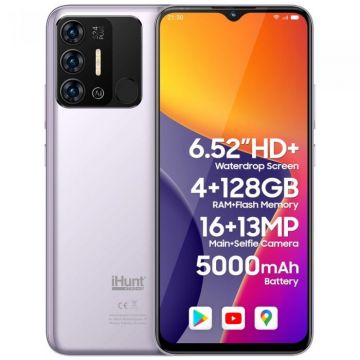 Telefon mobil iHunt S24 Plus, Dual SIM, 128GB, 6.5-inci TFT+ Incell, 4GB RAM, 4G, Lavender