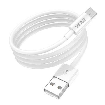 Cablu de culoare alba, USB la Micro USB de 1m, 3A