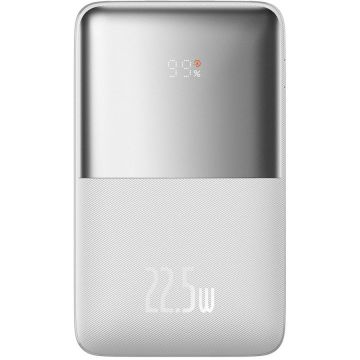 Acumulator extern Bipow Pro 20000 mAh, Digital Display, 22.5W, Cablu USB-C inclus, Alb