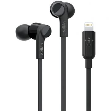 Belkin Casti stereo Belkin RockStar G3H0001, conectivitate Lightning, certificare MFi, 1m, Negru