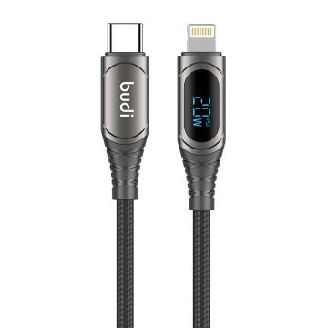 Cablu USB-c la Lightning Led, 20w, 1,5 m (negru)