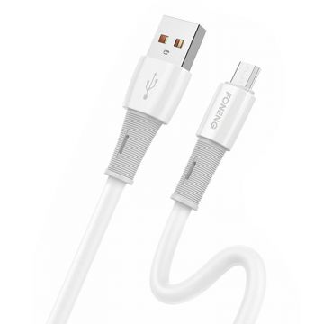 Cablu USB la Micro, Elastic 3a, 1,2 m (alb)