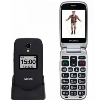 Evolveo Evolveo EasyPhone FS, flip mobile phone 2,8 for seniors with charging stand (black color)