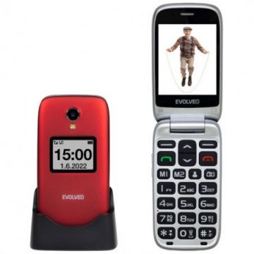 Evolveo Evolveo EasyPhone FS, flip mobile phone 2,8 for seniors with charging stand (red color)