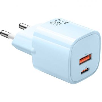 Incarcator CH-0154 GaN, USB/USB-C, 33W, Albastru