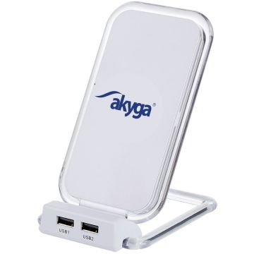 Incarcator Wireless AK-QI-03 QI 5V max 1.5A 2x USB 2.0 Quick Charge Alb
