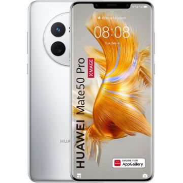 Smartphone Huawei Mate 50 Pro, 256GB, 8GB RAM, Dual SIM, 4G, 5-Camere, Silver