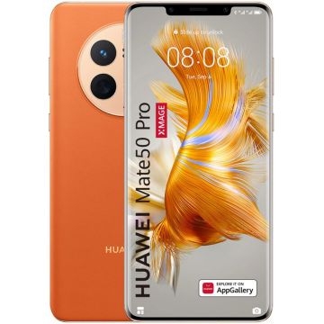 Smartphone Huawei Mate 50 Pro, 512GB, 8GB RAM, Dual SIM, 4G, 5-Camere, Orange
