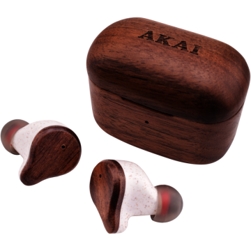 Akai Casti Audio Bluetooth Akai Bambus Cu Enc, Maro