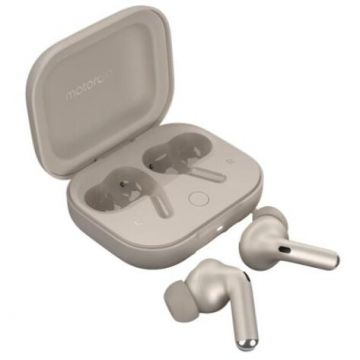 Casti Bluetooth Moto Buds+ True Wireless Bluetooth In-ear Microfon Noise Cancelling Carcasa Incarcare Wireless Bej
