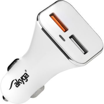 Incarcator Auto AK-CH-08 3000mA 2x USB Quick Charge 3.0 Alb