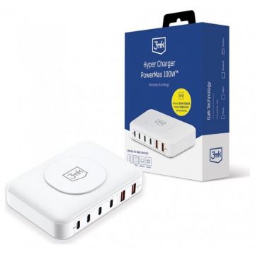 Incarcator Hyper 100W 2x USB 2.0  4x USB-C Alb