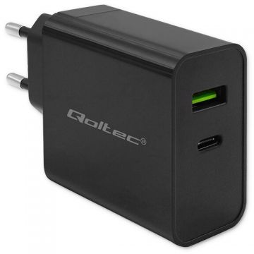 Incarcator Retea 52378 Super Quick PD  1xUSB-C  1xUSB  45W 5-20V 2.25-3A Negru