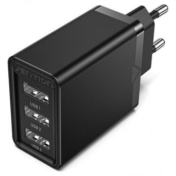 Incarcator Retea FEAB0-EU 3x USB 2.4A 12W  Negru