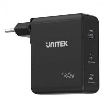 Incarcator Retea GaN  140W  1xUSB2.0  2 x USB-C Quick Charge 3.0 Negru