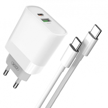 Incarcator Retea L64 USB + USB-C 20W Alb