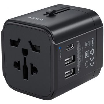 Incarcator Retea PA-TA01 Universal  Calatorie   USB-C  USB-A 150 Tari Negru