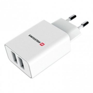 Incarcator Travel Smart 2x USB 2.1A biały