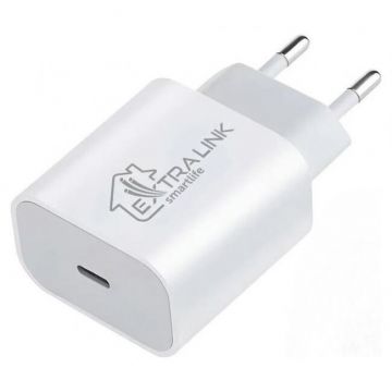 Incarcator Retea Smart Life Fast Charger 20W USB-C Alb