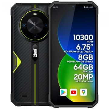 Telefon mobil iHunt Titan P10000 Pro, Green, 4G, 6.745   HD+, 8GB RAM (4GB+4GB extensibil), 64GB ROM, Android 14, MediaTek MT8768, 10300mAh, IP68, DualSim