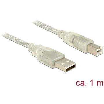 Delock Delock Cable USB 2.0 Type-A male > USB 2.0 Type-B male 1m transparent