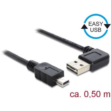 Delock Delock Cable USB Mini AM-BM 2.0 0.5m Black Angled Left/Right USB-A Easy-USB