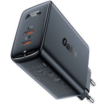 Incarcator Retea A29 PD50W GAN 2x USB-C 50W  Negru