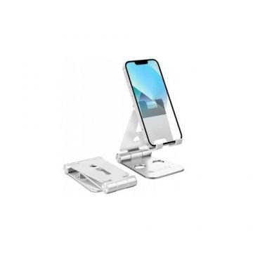 Suport de birou universal pentru smartphone-uri Techly I-SMART-STAND6, Reglabil cu unghi de pana la 270°, aluminiu (Argintiu)