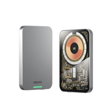 Baterie externa HINOVO MB1-5000X, 5000mAh, Cyberpunk Style, pentru iPhone, Incarcare Wireless, functie MagSafe