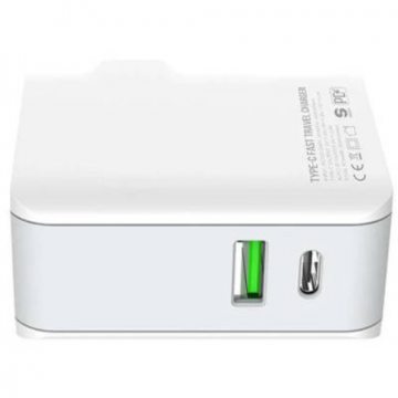 Incarcator A4403C USB  USB-C 20W + Cablu  Lightning   Alb