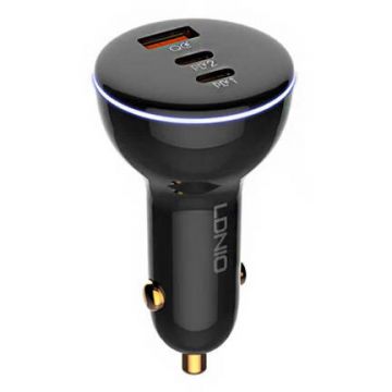 Incarcator Auto C102 USB + 2x USB-C 160W Negru