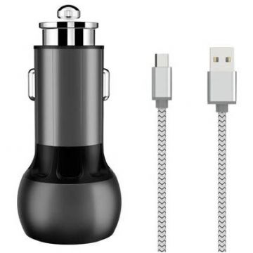Incarcator Auto C503Q 2USB  + USB-C Cable Gri
