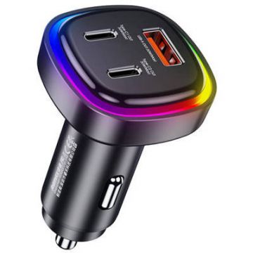 Incarcator Auto USB 2x USB-C Remax RCC330 66W Negru