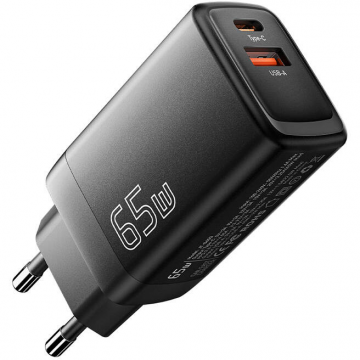 Incarcator USB-C USB-A 65W  GaN  Negru