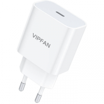 Incarcator VFAN E04  USB-C  20W  QC 3.0 Alb