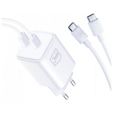 Incarcator Hyper Charger PD 45W  + 2 Cablu USB-C Alb