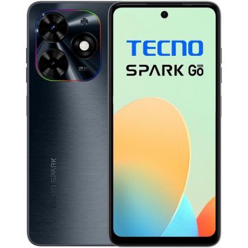 Smartphone Tecno Spark Go (2024), 64GB, 3GB RAM, Dual SIM, 4G, Tri-Camera, Gravity Black