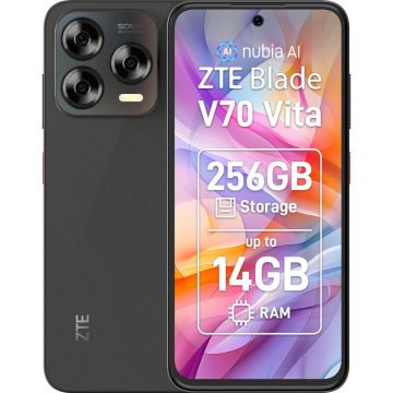 ZTE Telefon Mobil ZTE Blade V70 Vita, Procesor Unisoc T606 Octa-Core, Ecran IPS LCD 6.7, 4GB RAM, 256GB Flash, Camera Duala 50+2 MP, Wi-Fi, 4G, Dual SIM, Android, Gri