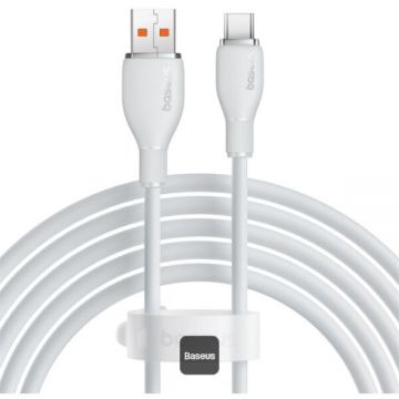 BASEUS Cablu alimentare si date Baseus Pudding Series, Fast Charging Data Cable pentru smartphone, USB la USB Type-C 100W, 1.2m, alb