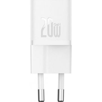 BASEUS INCARCATOR retea Baseus, GaN5 Fast Charger mini 20W, 1 x USB Type-C 5V/3A, alb