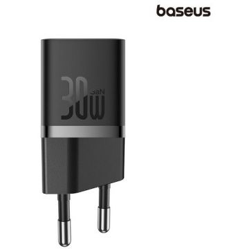 BASEUS INCARCATOR RETEA Baseus, Quick Charge 30W, 1 x USB Type-C Output 5V/3A, Include cablu USB Type-C la USB Type-C de 100W, Negru