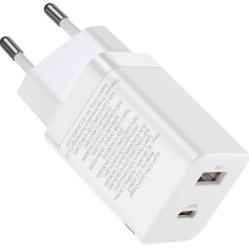 BASEUS INCARCATOR retea Baseus Super Si Pro, Quick Charge 30W, 1 x USB 5V/3A, 1 x USB Type-C 5V/3A, alb